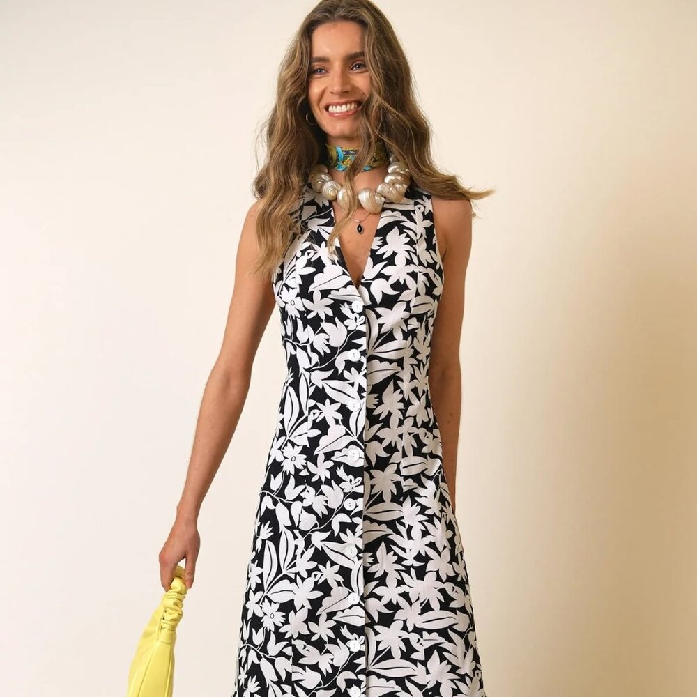 Rixo Linen Midi Dress